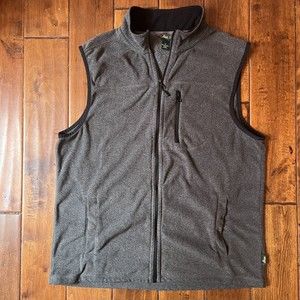 G.H. BASS OUTDOOR Fleece Gray Heather Zip Vest Mens Size Medium